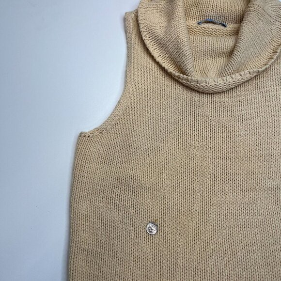 White + Warren Sweater Chunky Turtle Neck Sleeveless Yellow Size MED Slouchy - Picture 6 of 7
